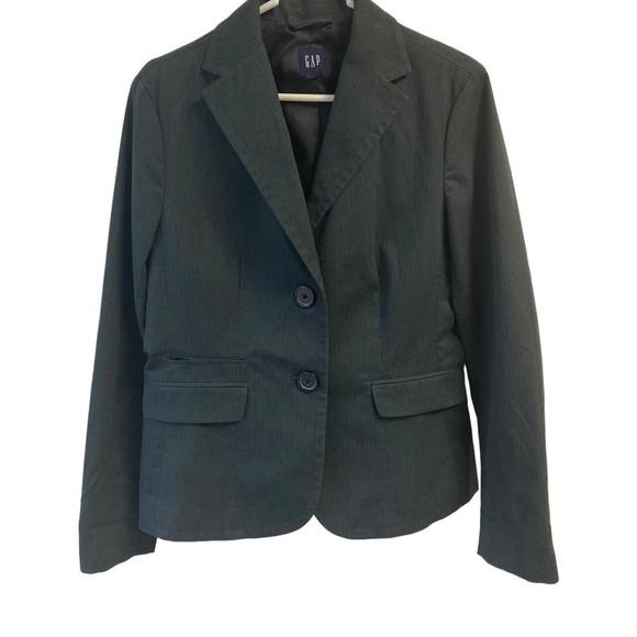 GAP ladies blazer dark gray pinstriped size 10. - Picture 6 of 12